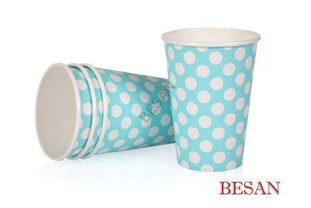 KARTON BARDAK 9OZ MAVİ PUANTİYE  10 ADET