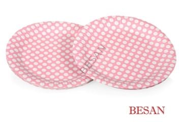 KARTON TABAK YUVARLAK PEMBE PUANTİYE ø23CM 10adet