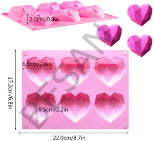 SİLİKON ELMAS KALP 6LI ( BEYAZ RENK )