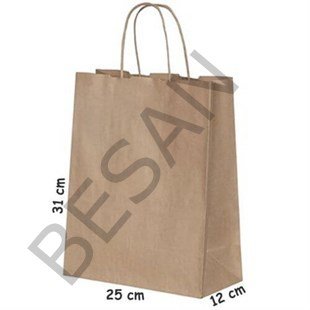 KAĞIT POŞET ÇANTA KRAFT 25*12*31 cm  25 ADET/PAKET