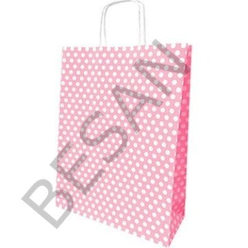KAĞIT POŞET ÇANTA  PUANTİYELİ 18*8*24 CM -   25 ADET/PAKET