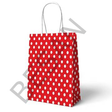KAĞIT POŞET ÇANTA  PUANTİYELİ 18*8*24 CM -   25 ADET/PAKET