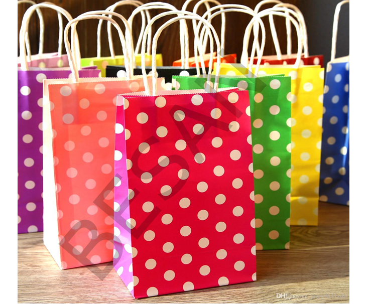 KAĞIT POŞET ÇANTA  PUANTİYELİ 18*8*24 CM -   25 ADET/PAKET