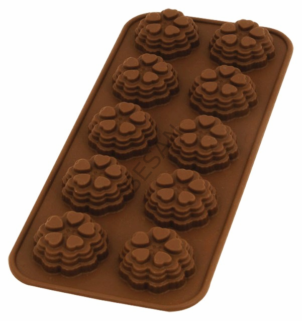 ÇİÇEK SİLİKON ÇİKOLATA KALIBI 10' KAHVERENGİ