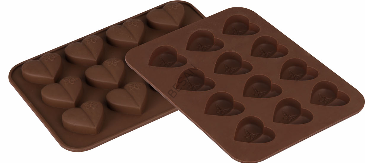 KALP-KELEBEK SİLİKON ÇİKOLATA KALIBI 12'Lİ KAHVERENGİ