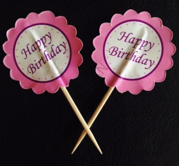 PEMBE HAPPY BIRTHDAY DEKORATİF KÜRDAN - 10 ADET