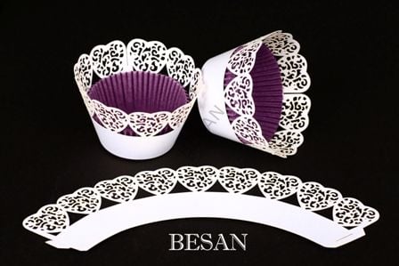 CUPCAKE KENAR DANTELİ - KALP BEYAZ