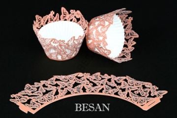 CUPCAKE KENAR DANTELİ - KELEBEK PEMBE