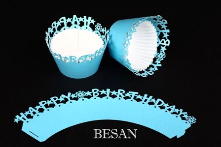 CUPCAKE KENAR DANTELİ - BIRTHDAY MAVİ