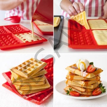 SİLİKON WAFFLE PANKEK KALIBI DİKDÖRTGEN DESEN