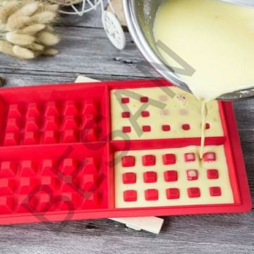 SİLİKON WAFFLE PANKEK KALIBI DİKDÖRTGEN DESEN