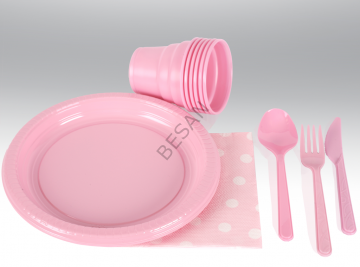PLASTİK TABAK PEMBE 25 ADET 23cm.