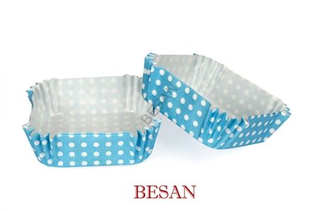 PET KAPSÜL 80*80 MM - MAVİ PUANTİYE (KARE) 100 ADET