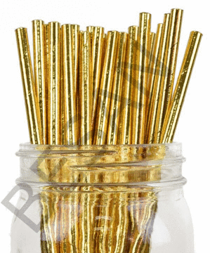 KAĞIT PİPET 20 CM - Ø6MM. PARLAK ALTIN / 24 ADET