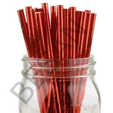 KAĞIT PİPET 20 CM - Ø6MM. PARLAK KIRMIZI / 24 ADET