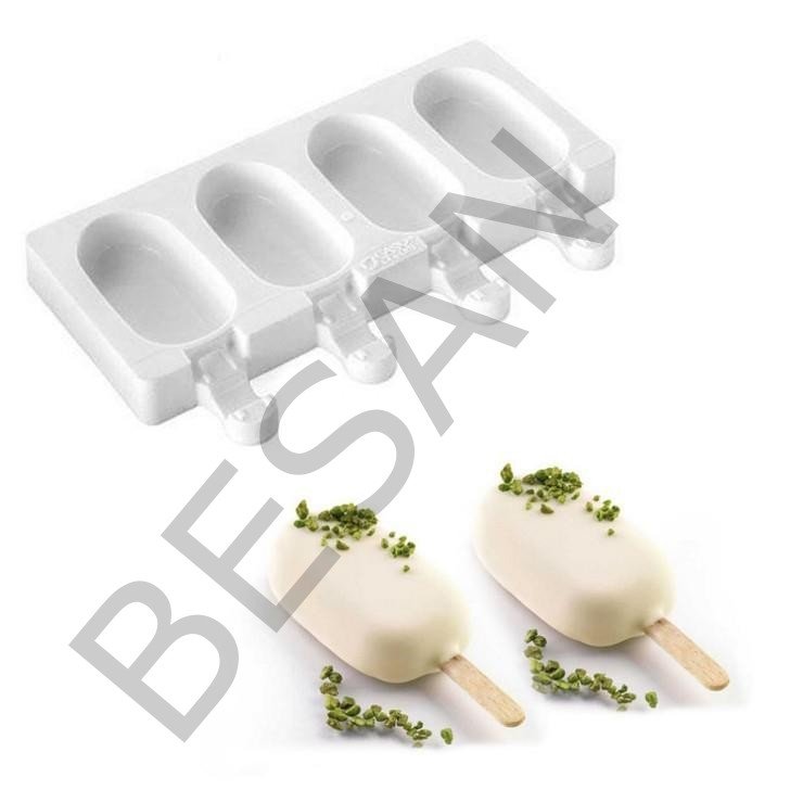 SİLİKON DONDURMA KALIBI 4'LÜ MİNİ BOY - 50 ADET ÇUBUK DAHİL