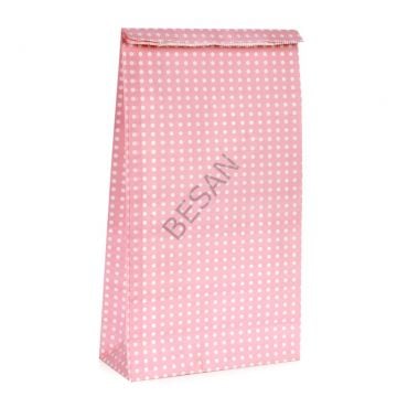 KAĞIT HEDİYE/KURABİYE PAKETİ - 25*15*16CM PEMBE PUANTİYE 10 ADET / PAKET