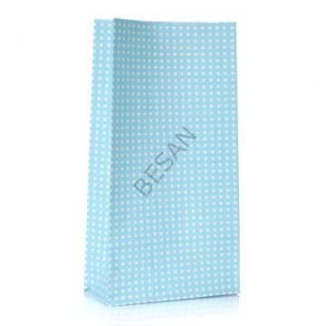 KAĞIT HEDİYE/KURABİYE PAKETİ - 25*15*16CM MAVİ PUANTİYE 10 ADET / PAKET