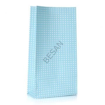 KAĞIT HEDİYE/KURABİYE PAKETİ - 25*15*16CM MAVİ PUANTİYE 10 ADET / PAKET