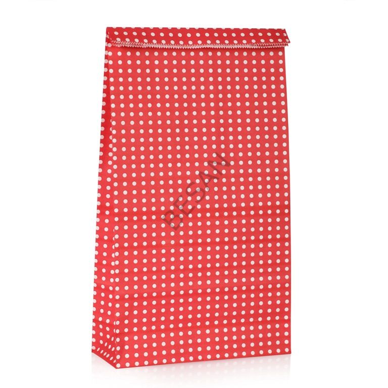 KAĞIT HEDİYE/KURABİYE PAKETİ - 25*15*16CM KIRMIZI PUANTİYE 10 ADET / PAKET