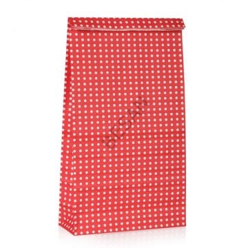 KAĞIT HEDİYE/KURABİYE PAKETİ - 25*15*16CM KIRMIZI PUANTİYE 10 ADET / PAKET