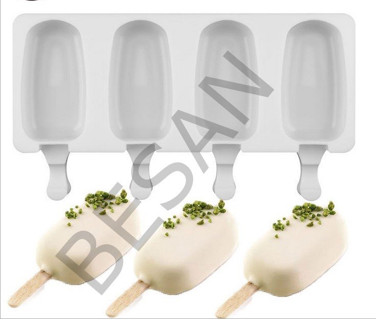 SİLİKON DONDURMA KALIBI 4'LÜ ORTA BOY - 50 ADET ÇUBUK HEDİYELİ