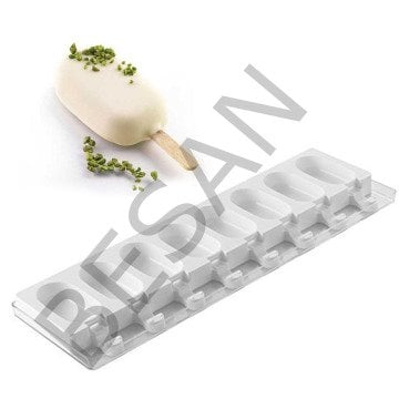 SİLİKON DONDURMA KALIBI 8'Lİ MİNİ BOY - 50 ADET ÇUBUK HEDİYELİ