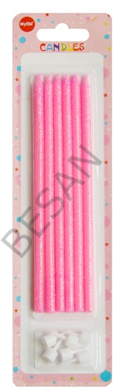 SİMLİ MUM 14CM PEMBE 6'LI SET