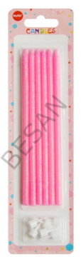 SİMLİ MUM 14CM PEMBE 6'LI SET