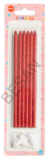 SİMLİ MUM 14CM KIRMIZI 6'LI SET